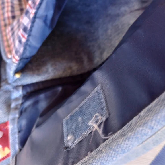 Vintage H.W. Carter & Sons Diaper Bag Denim Plaid Pockets - Picture 6 of 14